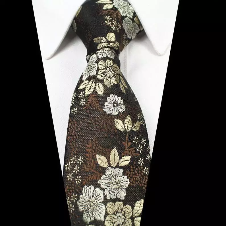 Brown Floral Silk Tie #14