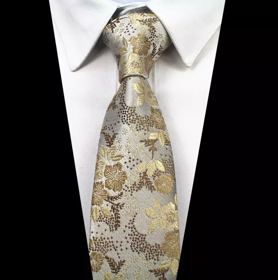 Gold Floral Silk Tie #16