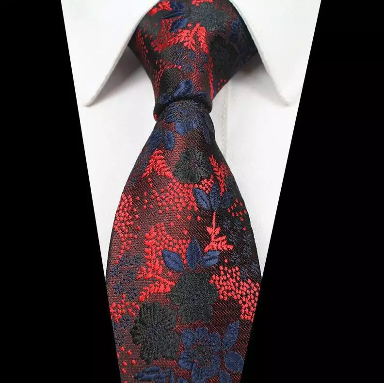 Black/Red Floral Silk Tie #15