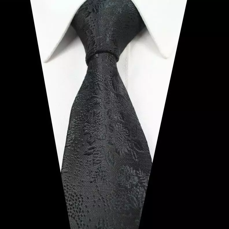 Black Floral Silk Tie #12