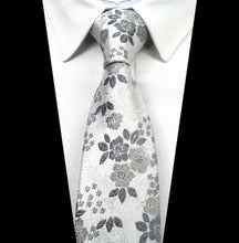 Load image into Gallery viewer, White Floral Silk Tie #10
