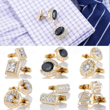 Load image into Gallery viewer, Luxury Gold Cufflinks with Crystal
